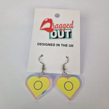 Load image into Gallery viewer, Intersex Pride Small Heart Acrylic Earrings
