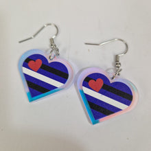 Load image into Gallery viewer, Leather Pride Small Heart Acrylic Earrings
