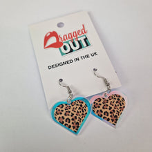 Load image into Gallery viewer, Leopard Small Heart Acrylic Earrings
