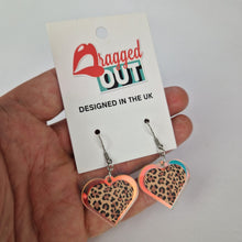 Load image into Gallery viewer, Leopard Small Heart Acrylic Earrings
