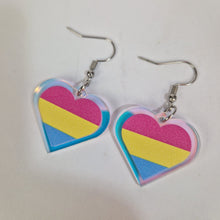 Load image into Gallery viewer, Pansexual Pride Small Heart Acrylic Earrings
