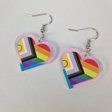 Load image into Gallery viewer, Progressive Pride Small Heart Acrylic Earrings
