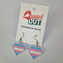 Load image into Gallery viewer, Trans Pride Small Heart Acrylic Earrings
