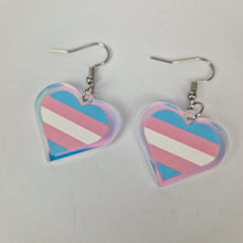 Load image into Gallery viewer, Trans Pride Small Heart Acrylic Earrings
