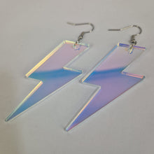 Load image into Gallery viewer, Lightning Bolt Iridescent Acrylic Earrings
