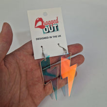 Load image into Gallery viewer, Lightning Bolt Iridescent Acrylic Earrings
