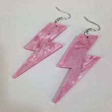 Load image into Gallery viewer, Lightning Bolt Pink Acrylic Earrings
