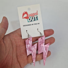 Load image into Gallery viewer, Lightning Bolt Pink Acrylic Earrings
