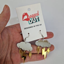 Load image into Gallery viewer, Mirror Lightning Bolts And Cloud Acrylic Earrings
