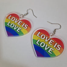 Load image into Gallery viewer, Love Is Love Rainbow Heart Acrylic Earrings
