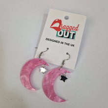 Load image into Gallery viewer, Cloud and Star Pink Acrylic Earrings

