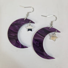 Load image into Gallery viewer, Cloud and Star Purple Acrylic Earrings
