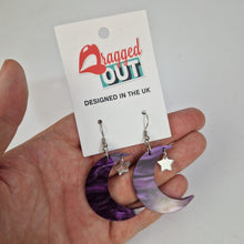 Load image into Gallery viewer, Cloud and Star Purple Acrylic Earrings
