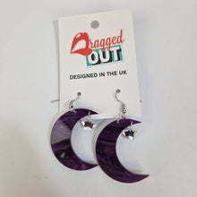 Load image into Gallery viewer, Cloud and Star Purple Acrylic Earrings
