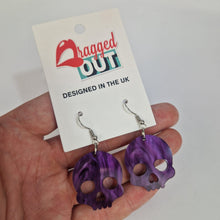 Load image into Gallery viewer, Skull Acrylic Purple Earrings
