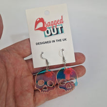 Load image into Gallery viewer, Headshot Skull Acrylic Iridescent Earrings
