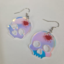 Load image into Gallery viewer, Headshot Skull Acrylic Iridescent Earrings
