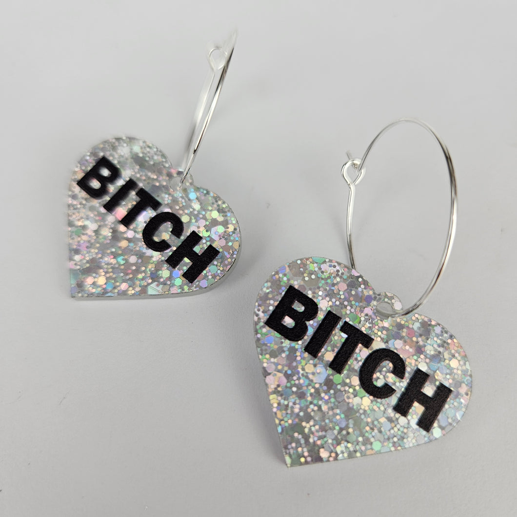 Bitch Hoop Acrylic Earrings