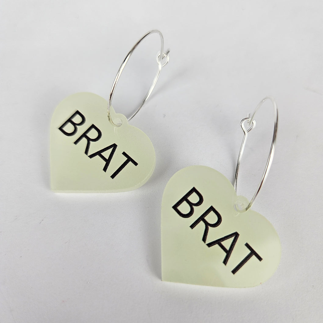 Brat Acrylic Glow In The Dark Hoop Earrings