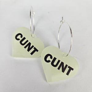 Cunt Glow In The Dark Hoop Acrylic Earrings