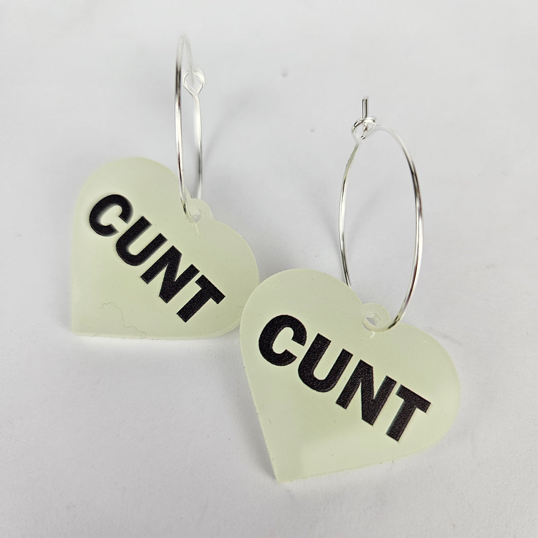 Cunt Glow In The Dark Hoop Acrylic Earrings