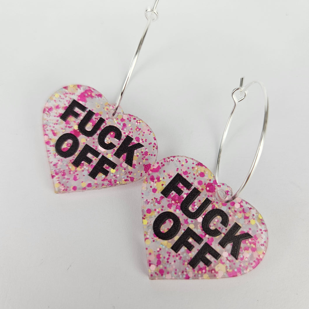 Fuck Off Hoop Acrylic Earrings