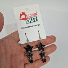 Load image into Gallery viewer, Star Drop Earrings In Black Glitter Acrylic
