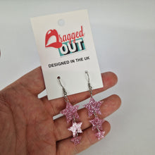 Load image into Gallery viewer, Star Drop Earrings In Pink Glitter Acrylic
