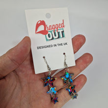 Load image into Gallery viewer, Star Drop Earrings In Rainbow Glitter Acrylic

