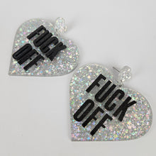 Load image into Gallery viewer, Fuck Off Large Heart Acrylic Earrings
