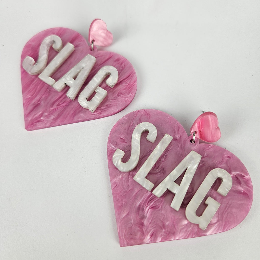 Slag Large Heart Acrylic Earrings