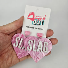 Load image into Gallery viewer, Slag Large Heart Acrylic Earrings
