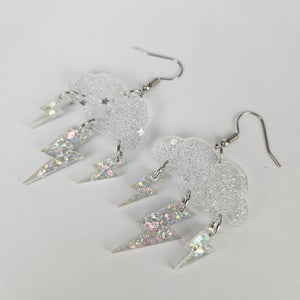 Lightning Bolt Cloud Acrylic Earrings