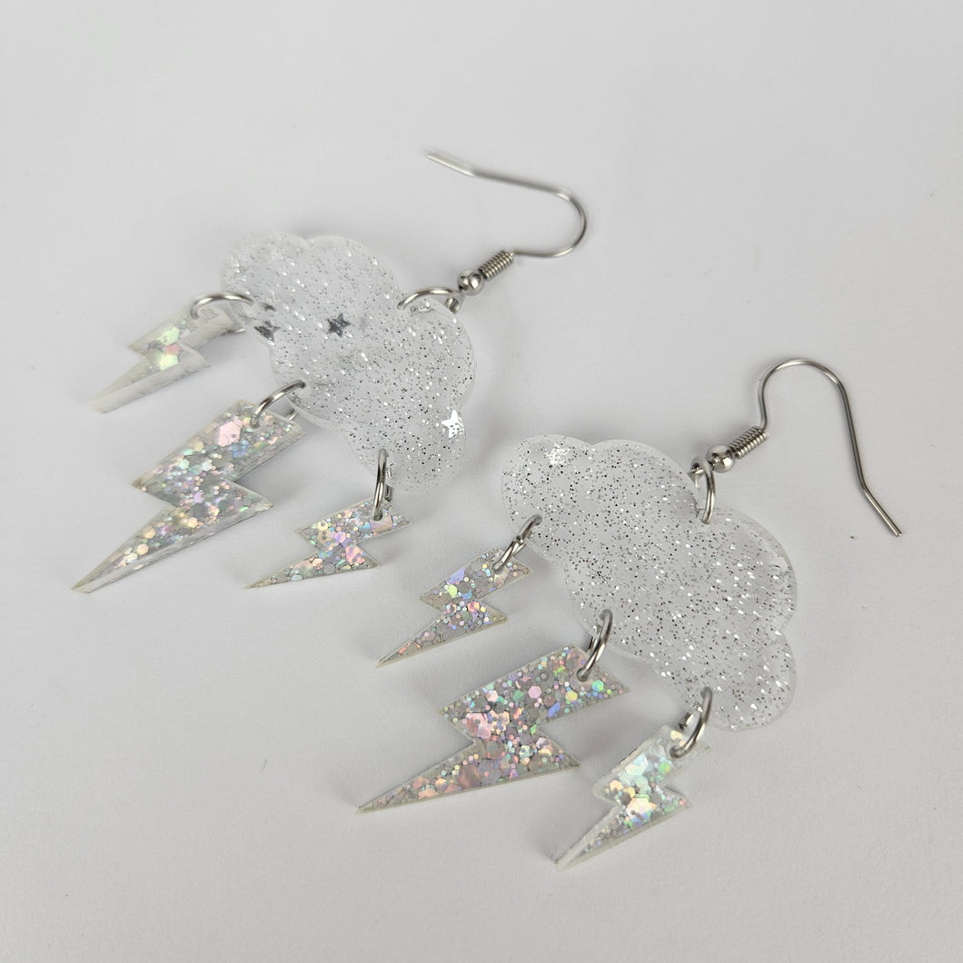 Lightning Bolt Cloud Acrylic Earrings