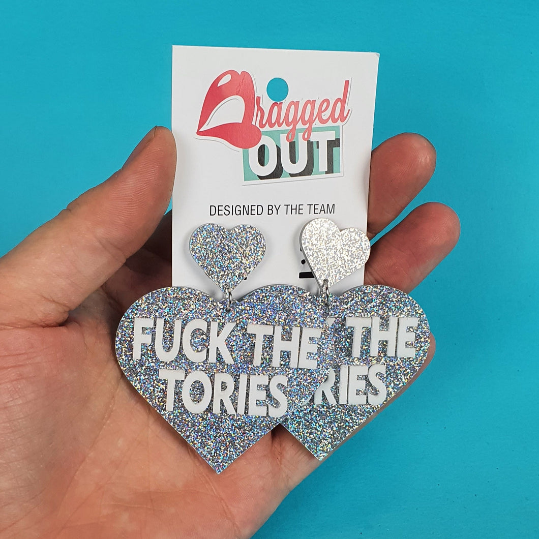 Fuck The Tories Heart Earrings