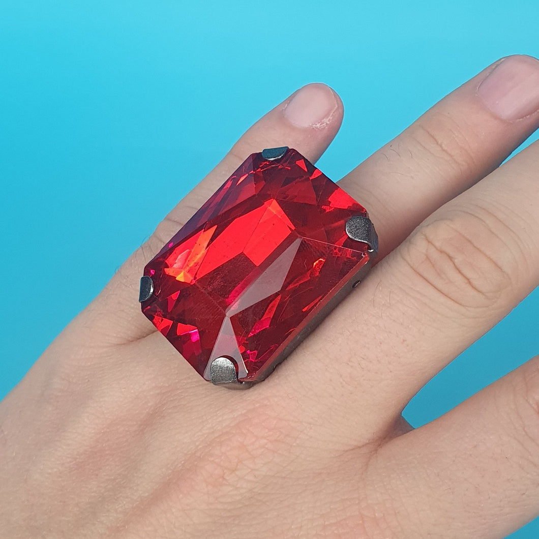 Giant Crystal Rectangle ring