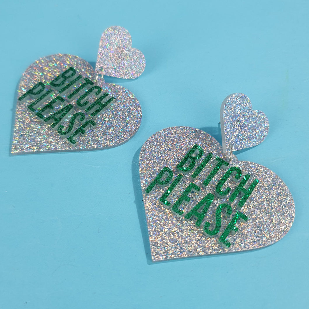 Bitch Please Heart Earrings