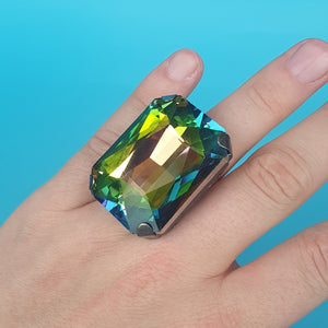 Giant Crystal Rectangle ring