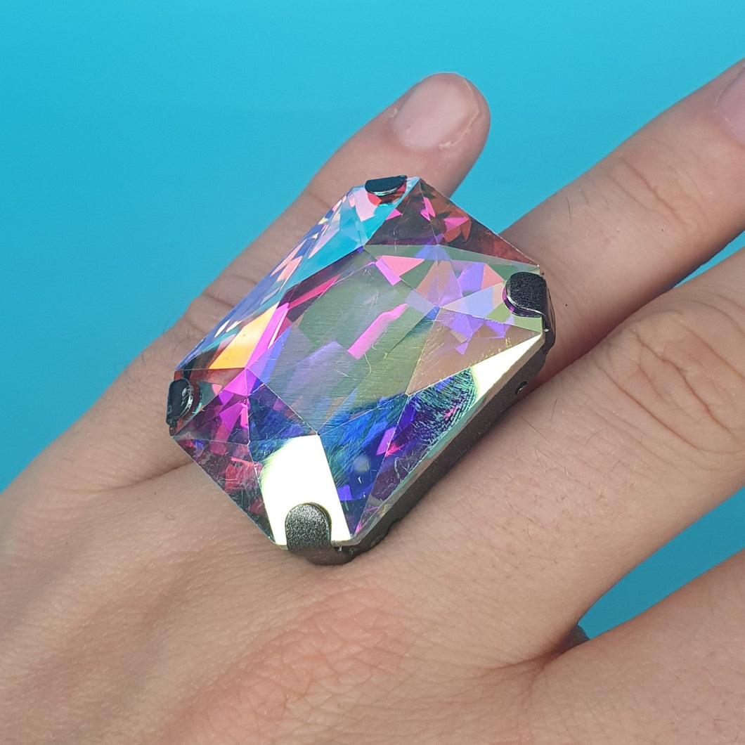 Giant Crystal Rectangle ring